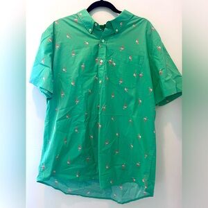 NWOT Green Flamingo Button Down